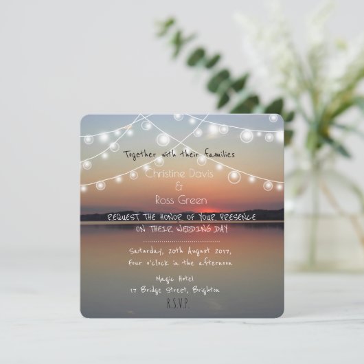 Persoonlijke romantische trouwkaart aan het meer kaart (Staand voorkant)