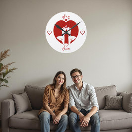 Persoonlijke Romantische Yoga Koppel Wandklok