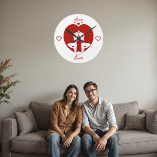 Persoonlijke Romantische Yoga Koppel Wandklok