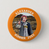 Persoonlijke ronde familie foto Oranje Ronde Button 5,7 Cm (Voorkant)
