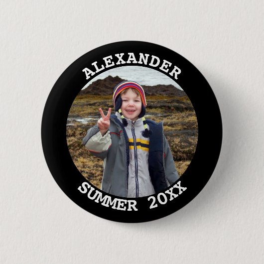 Persoonlijke ronde familie foto zwart ronde button 5,7 cm (Voorkant)