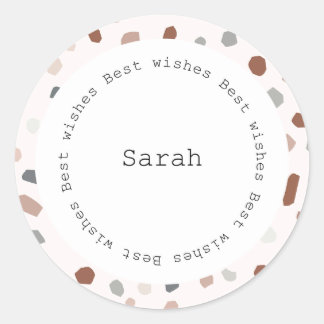 Persoonlijke ronde sticker - Modern Terrazzo