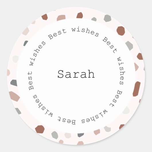Persoonlijke ronde sticker - Modern Terrazzo (Voorkant)