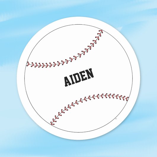 Persoonlijke ronde sticker voor honkbal kind