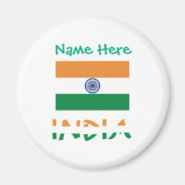 Persoonlijke ronde vlag van India Magneet