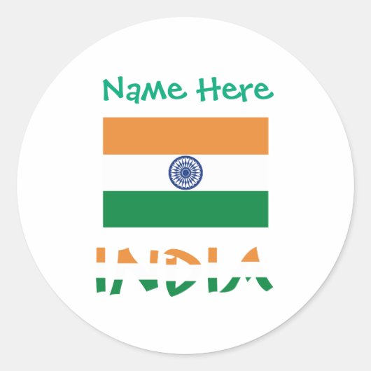 Persoonlijke ronde vlag van India  Sticker (Voorkant)