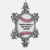 Persoonlijke rondhonkbalsport tin sneeuwvlok ornament (Links)