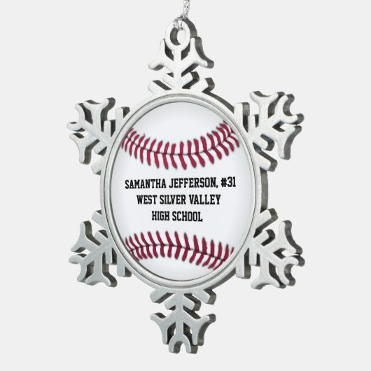 Persoonlijke rondhonkbalsport tin sneeuwvlok ornament (Rechts)