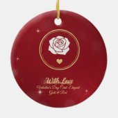 Persoonlijke Rood & Goud Romantiek Valentijnsdag Keramisch Ornament (Achterkant)