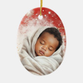 Persoonlijke Rood & Wit Kerstbal Keramisch Ornament (Voorkant)