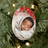 Persoonlijke Rood & Wit Kerstbal Keramisch Ornament