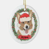Persoonlijke Rood-Witte Corgi Kerstmis Keramisch Ornament (Rechts)