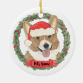 Persoonlijke Rood-Witte Corgi Kerstmis Keramisch Ornament (Achterkant)