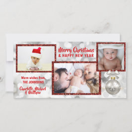Persoonlijke Rood Witte Kerst Vakantie | FOTO Feestdagenkaart