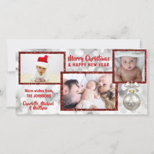 Persoonlijke Rood Witte Kerst Vakantie FOTO Feestdagenkaart
