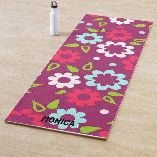 Persoonlijke Rood Witte Kleurrijke Bloemstuk Aange Yogamat (In situ)