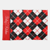 Persoonlijke Rood Zwart Wit Argyle Gekruist Keuken Theedoek (Horizontaal)