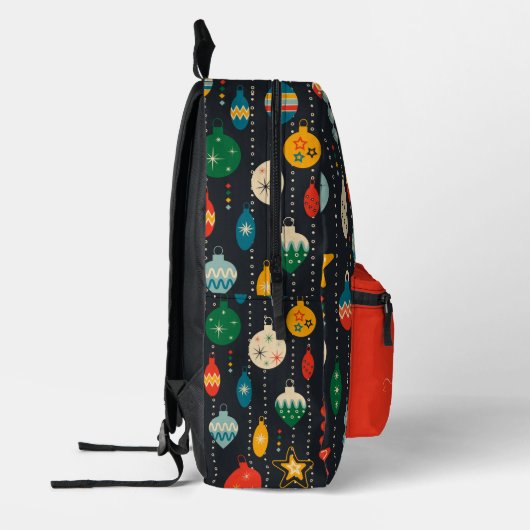 Persoonlijke Rood Zwarte Kerstballen Tieners Bedrukte Rugzak (Links)