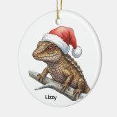 Persoonlijke roodogige krokodilhagedis  keramisch ornament (Links)