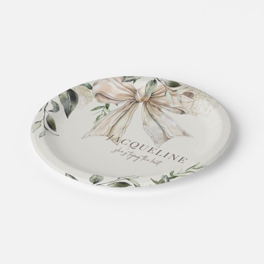 Persoonlijke roomkleurige 'Tying the Knot' Shower  Papieren Bordje (Gekanteld)