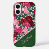 Persoonlijke Roos Bloem iPhone Hoes met Naam (Achterkant)