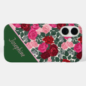 Persoonlijke Roos Bloem iPhone Hoes met Naam (Achterkant (horizontaal))