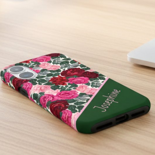 Persoonlijke Roos Bloem iPhone Hoes met Naam