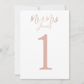 Persoonlijke Roos Gold Wedding Table Numbers Kaart (Voorkant)