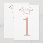 Persoonlijke Roos Gold Wedding Table Numbers Kaart (Voorkant / Achterkant)