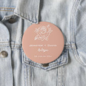 Persoonlijke roos schets bruiloft ronde button 4,0 cm (In situ)