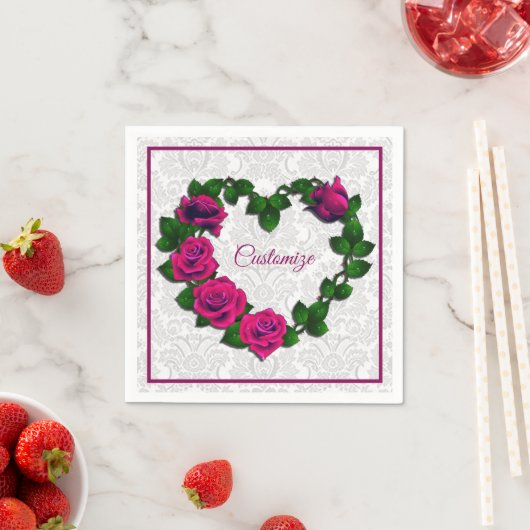 Persoonlijke Roos Wingerdhart Servetten (Insitu)