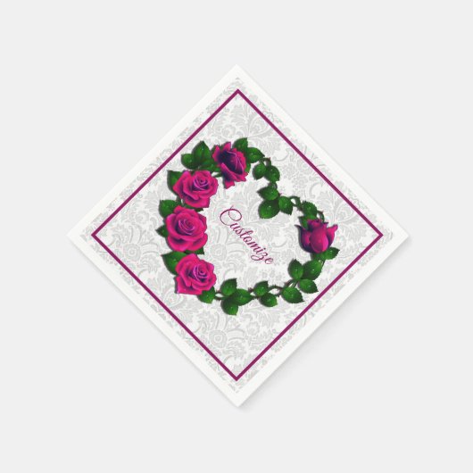 Persoonlijke Roos Wingerdhart Servetten (Hoek)