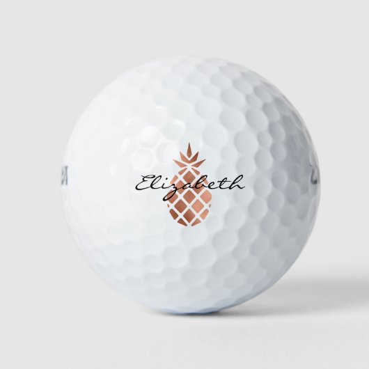 Persoonlijke Rose Goud Kleurige Ananas Script Golf Golfballen (Voorkant)