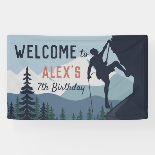 Persoonlijke rotbeklimming Birthday Party Welcome Spandoek (Horizontaal)