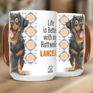 Persoonlijke Rottweiler Douane Hond Mok 15oz