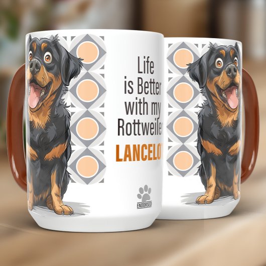 Persoonlijke Rottweiler Douane Hond Mok 15oz
