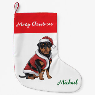 Persoonlijke Rottweiler-hond in Kerstmanhoed  Kleine Kerstsok