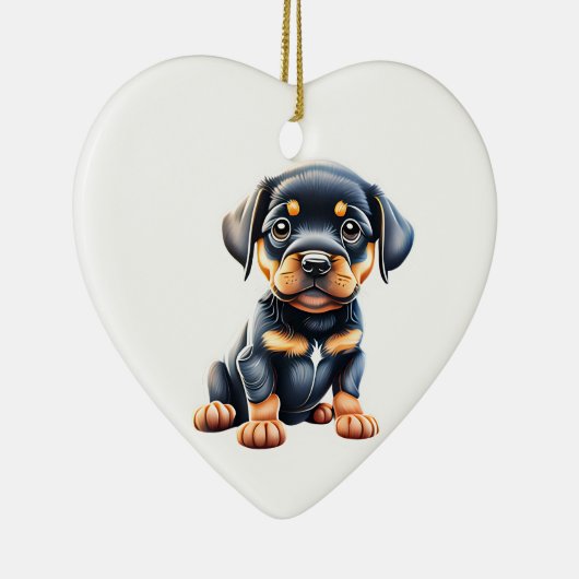 Persoonlijke Rottweiler Puppy Keramisch Ornament (Rechts)