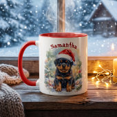 Persoonlijke Rottweiler Puppy Kerstmis Mok