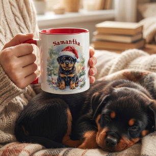 Persoonlijke Rottweiler Puppy Kerstmis Mok