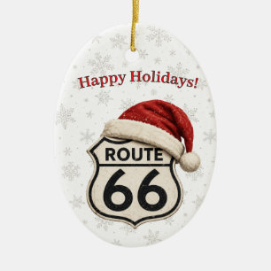 Persoonlijke Route 66 Familie Kersttraditie Keramisch Ornament