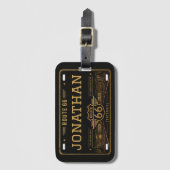 Persoonlijke Route 66 Kentekenplaat Black Gold Bagagelabel (Voorkant (verticaal))