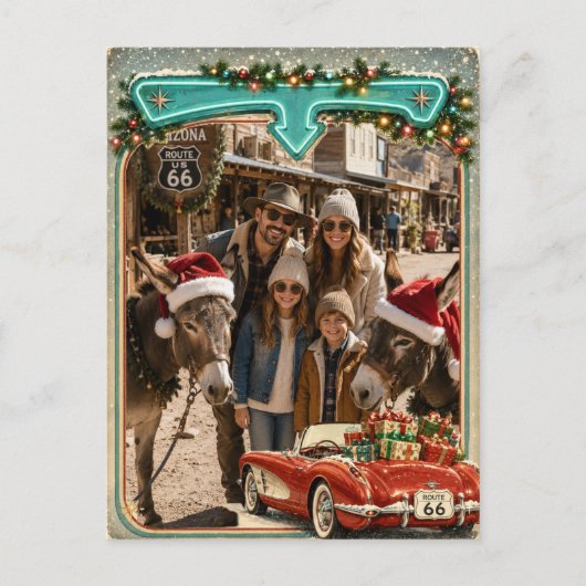 Persoonlijke Route 66 kerstgroet Briefkaart (Voorkant)