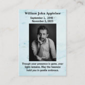 Persoonlijke rouwkaart met foto contactkaartje (Voorkant)