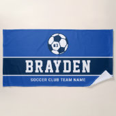 Persoonlijke Royal Navy Blauwe Voetbalspelernaam Strandlaken (Voorkant)