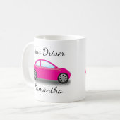 Persoonlijke Roze Auto Rijbewijs Nieuw Koffiemok (Voorkant links)