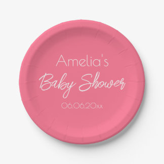 Persoonlijke Roze Baby Shower Papieren Bordje