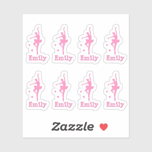 persoonlijke roze ballerina sticker (Vel)