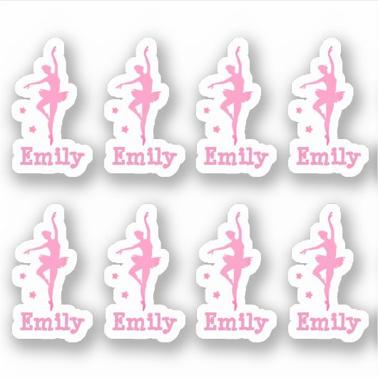 persoonlijke roze ballerina sticker (Voorkant)