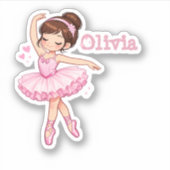 Persoonlijke roze ballerina stickers (Voorkant)